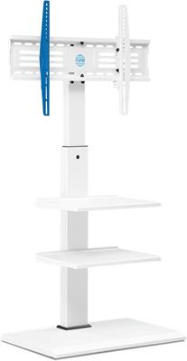 FITUEYES FT-S3602MW Floor TV Stand with Iron Base 3 Shelves for 32 to 65 Inch Screens Swivel Tilt Adjustable Height Hold 40kg Max VESA 600x400mm White