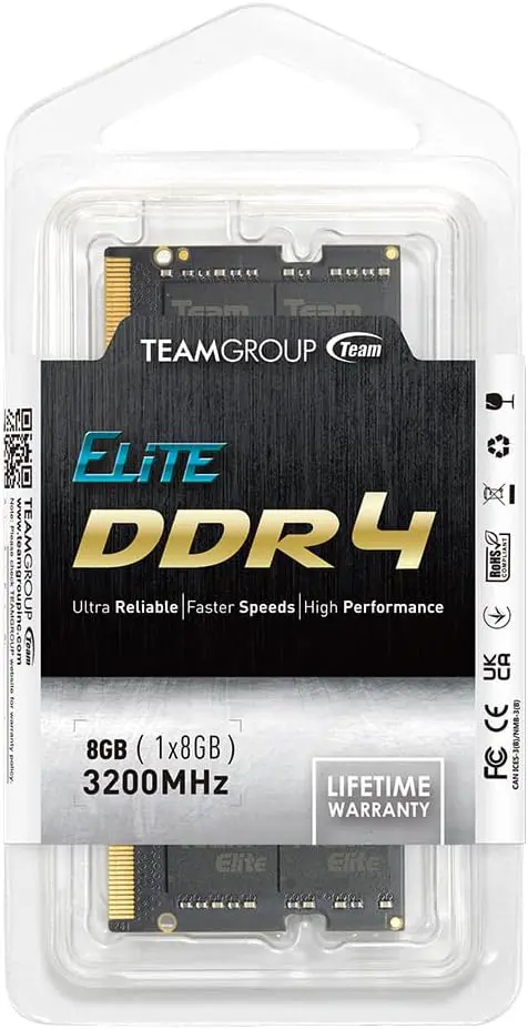TEAMGROUP Elite DDR4 8GB Single 3200MHz PC4-25600 CL22 Unbuffered Non-ECC 1.2V SODIMM 260-Pin Laptop Notebook PC Computer Memory Module Ram