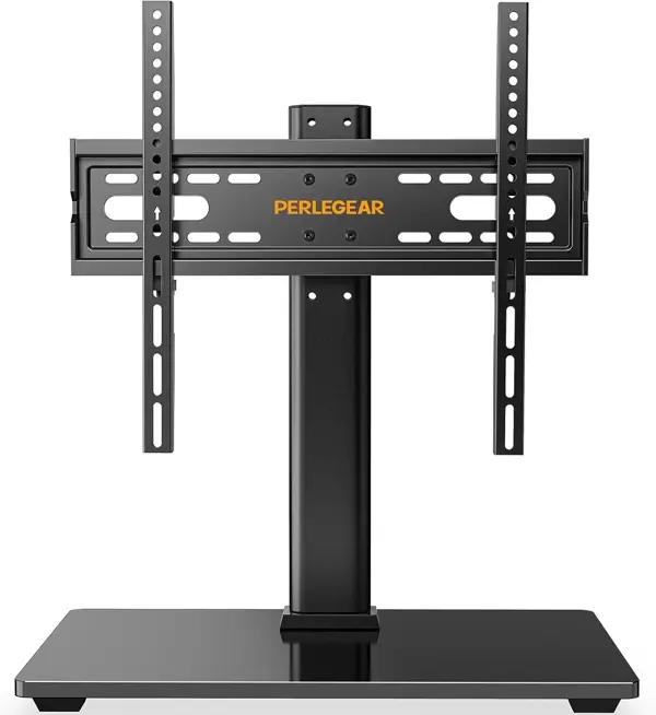Perlegear pgtvs04 Universal TV Stand for 32-60 Inch LCD/LED TVs, Table Top Swivel Tv Stands Holds 40 KG, Max VESA 400x400mm, with Tempered Glass Base & Wire Management