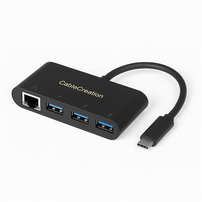 Cable Creation USB 3.1 Type-C to USB 3.0X3 with Gigabit Ethernet Adapter - (Black)