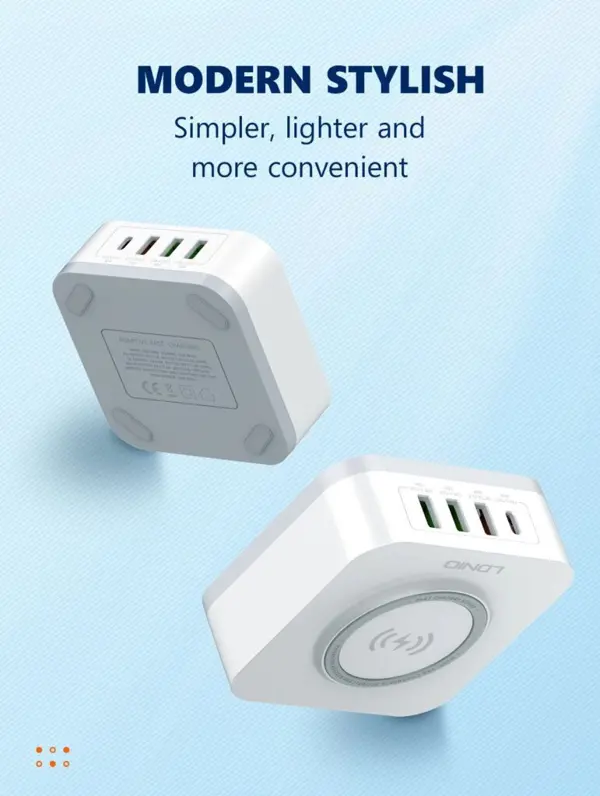 32W Desktop 5 In 1 Wireless Charging Station + QC3.0/ PD 30W CHARGER EU PLUG | LDNIO AW004