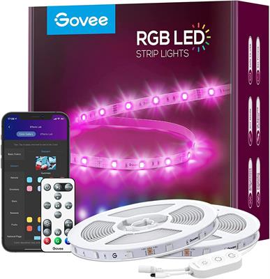 Govee Smart LED Strip Lights, 50ft WiFi LED Lights with App Control, LED Lights for Bedroom, Living Room, Home, Party, 64 Scenes and Music Sync, Work with Alexa and Google Assistant, 2 Rolls of 25ft