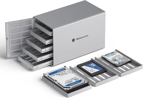 Yottamaster 5 Bay External Hard Drive Enclosure, Aluminum USB3.0 3.5" HDD Enclosure for 3.5 & 2.5 Inch SATA HDD/SSD, Support 90TB(5x18TB) Direct Attached Storage DAS, Non-RAID [PS500U3]