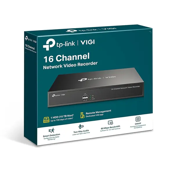 TP-Link VIGI NVR1016H VIGI 16 Channel Network Video Recorder | H.265+ | 24/7 Continuous Recording | Real-Time Live View | Remote Monitoring | ONVIF | Two-Way Audio CCTV