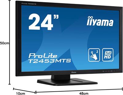 iiyama ProLite T2452MTS-B4 / LED monitor / 24" / TouchScreen / 1920 x 1080 Full HD / TN / 260 cd/m2 / 1000:1 / 2 ms / HDMI, DVI-D, VGA / speakers / black | T2452MTS