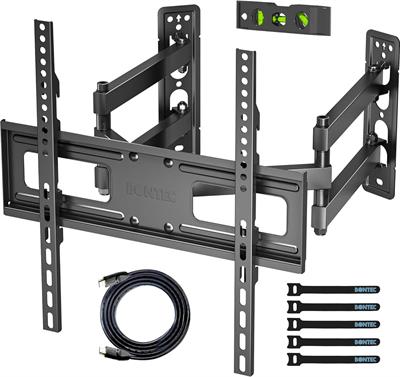 BONTEC Corner TV Wall Mount Bracket for 26-50 inch LED LCD Flat Curved TVs, Tilt Swivel Extendable Full Motion TV Bracket with Dual Articulating Arms, Holds up to 45Kgs MT400