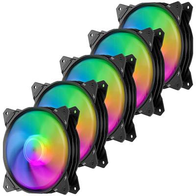 upHere 120mm Silent RGB Case Fan Adjustable Colorful Computer Cooling Fans,5-Pack