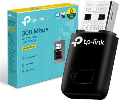 TP-Link TL-WN823N N300 Mini USB Wireless Wi-Fi Network Adapter for PC & Laptop. Black