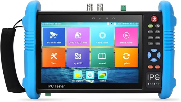 7" IPS Touch Screen 4K H.265 IP Camera Tester - IPC-9800 Plus, CCTV, CVBS, Analog Tester, Built-in WiFi, POE, HDMI, RJ45 TDR, Dual Window, 8GB TF Card, Firmware