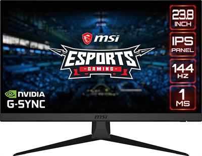 MSI Optix G242 IPS Esports Gaming Monitor - 23.8 inch, 16:9 Full HD (1920x1080), 144Hz, 1ms Response Time, Less Blue Light, VESA Mounting, Display Port, HDMI - Black (Used)