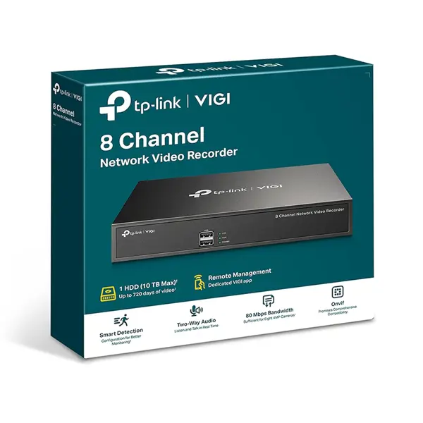 TP-Link VIGI NVR1008H VIGI 8 Channel Network Video Recorder | H.265+ | 80 Mbps Video Access Bandwidth | Two-Way Audio | Remote Monitoring | ONVIF