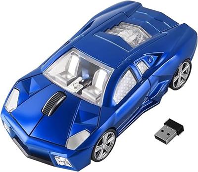 FIRSTMEMORY Wireless Car Mouse, 2.4G Cool Sport Race Car Shaped Mouse Wireless Optical Car Computer Mouse,1600 DPI for PC Laptop Desktop (Blue) Brand: Sunffice