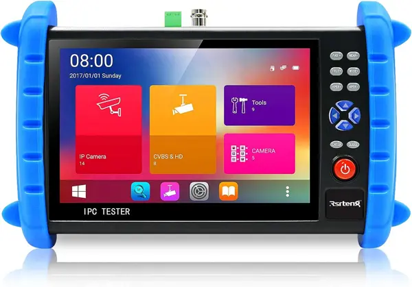 Portable 7 Inch CCTV Tester Support up to 6K IP Camera Test- AHD, TVI, CVI & CVBS Analog Camera Test-RJ45 Cable TDR Tester with PoE/IP Discovery/HDMI in & Out/Built in WiFi/PTZ
