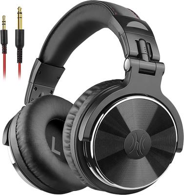 OneOdio Pro 10 Over Ear Headphones Wired Bass Headphones 50mm Driver 6.35 & 3.5mm Jack DJ Monitor Headphones Recording Mixing Studio Monitoring Guitar Podcast Cell Phone PC MP3/4 Black