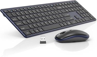 Ultra Slim Wireless Multimedia Keyboard KG9013 and Mouse G3180E  Silent, 2.4GHz for Computer, Desktop, PC, Notebook, Laptop (BLACK)