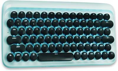 LOFREE Wireless Mechanical Bluetooth Keyboard, Wireless/Wired USB Rechargeable 79 Keys Blue Switches with Adjustable White LED Backlit, Retro Round Keycaps Keyboard for Windows/Android/Mac/iOS, Blue & Black