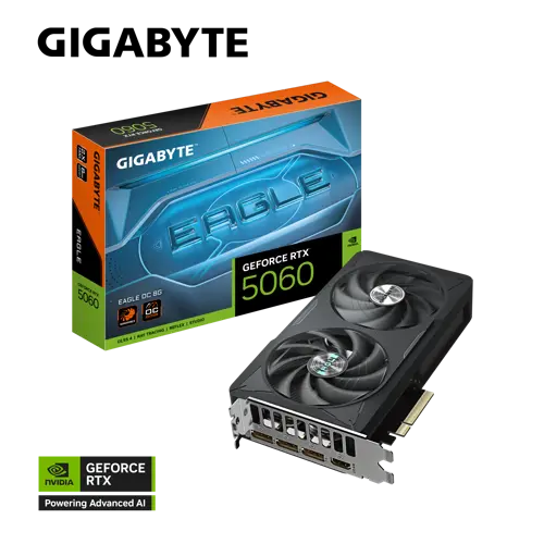 Gigabyte GeForce RTX 5060 Ti EAGLE OC 8G Graphics Card - 8GB GDDR7, 128bit, PCI-E 5.0, 2617MHz Core Clock, 3 x DisplayPort, 1 x HDMI, GV-N506TEAGLE OC-8GD