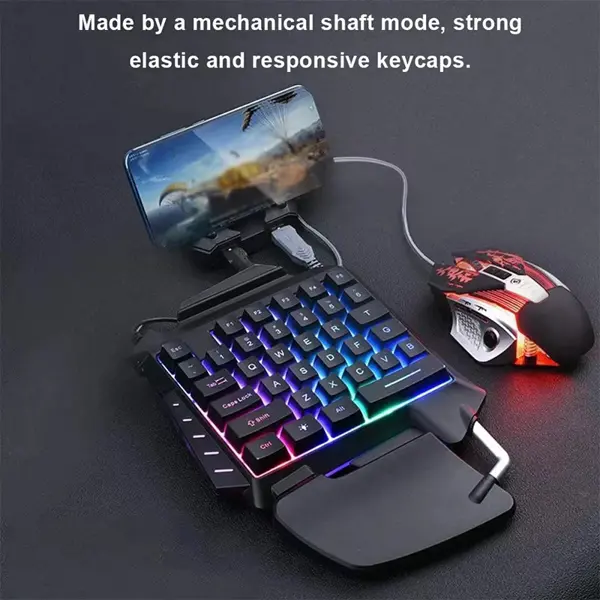 Mini One-Hand Mechanical Keyboard Gaming Keyboard 35 Keys Colorful Backlit Game Keyboard G92 Black
