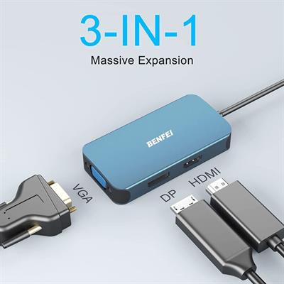 Benfei USB Type-C to HDMI+DisplayPort+VGA Adapter