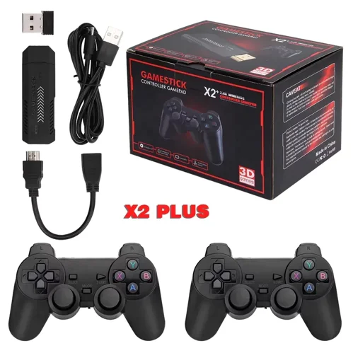 X2 Plus 64GB 30000+ Games, Game Stick Retro Video Game Console 4K Games Stick with 2.4G Wireless Controllers HD Output Game Machine Portable