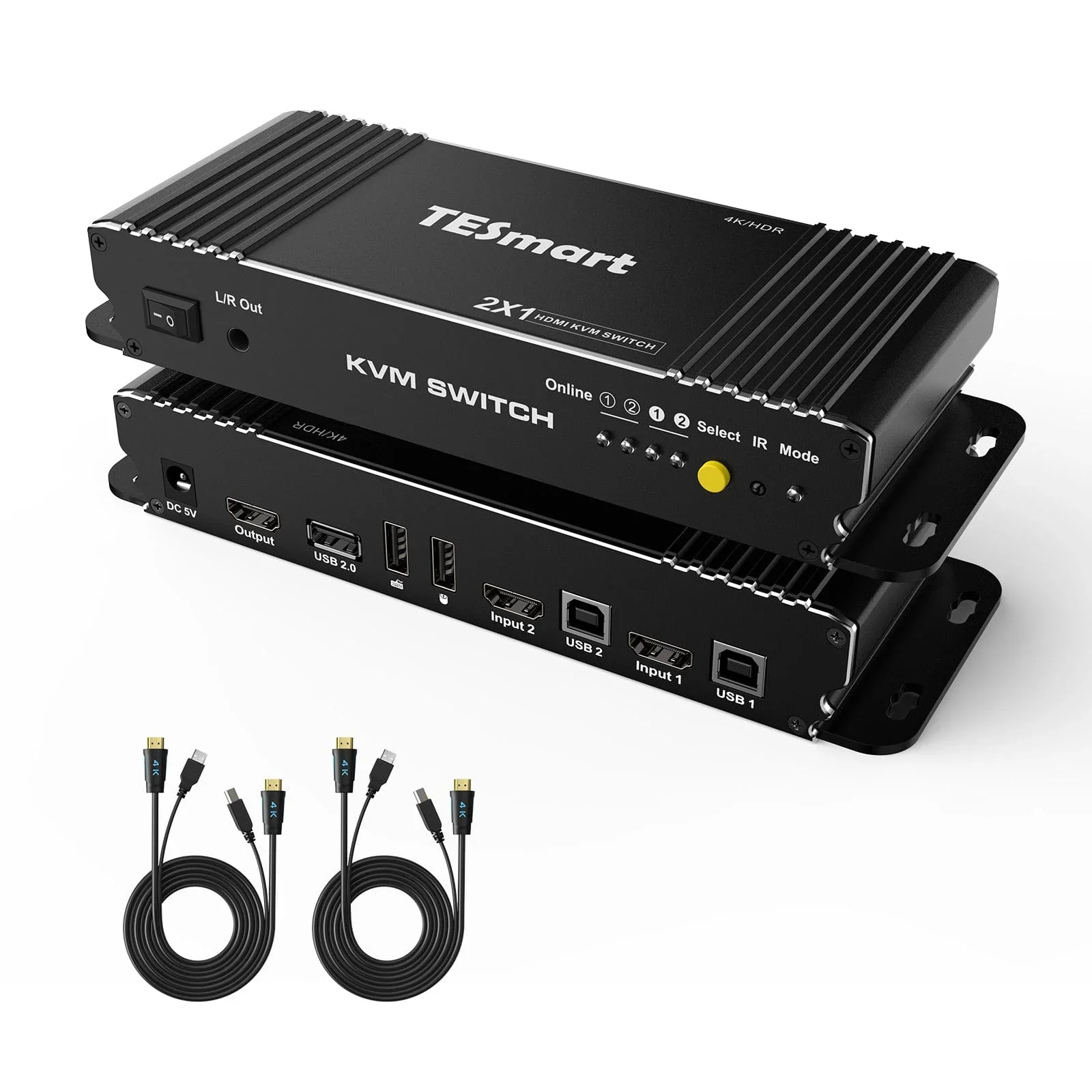 TESmart KVM Switch HDMI PC Switcher 2 Input 1 Output KVM Selector
