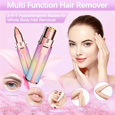 2 In 1 Rechargeable Eyebrow Trimmer Painless Eye Brow Epilator Mini Shaver Razor Portable Facial Body Hair Remover For Women-FREE DELIVERY