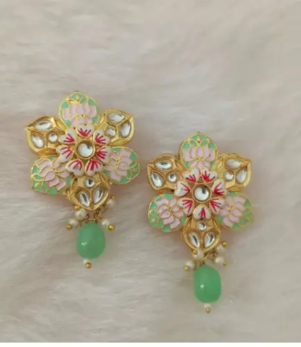Gulzar seafoam Meenakari Kundan