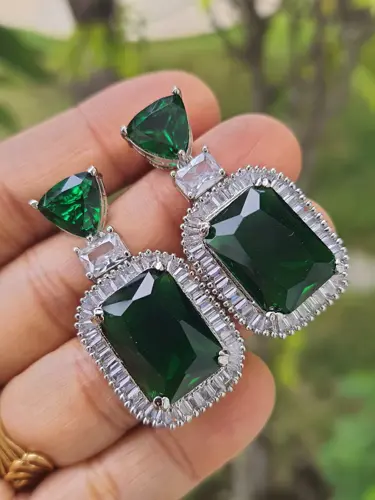  Amethyst Radiance – Statement Stud Earrings ( emerald green)|nauratan