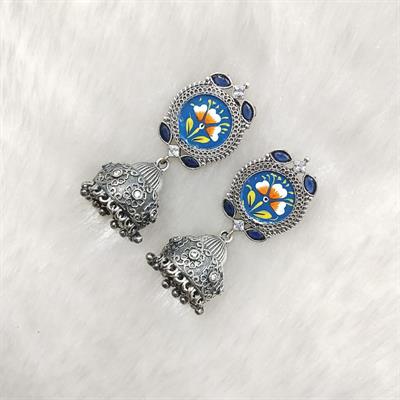 Azure Blossom Jhumkas