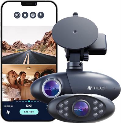 Nexar Pro Dual Dash Cam - HD Front Dash Cam and Interior Car Security Camera