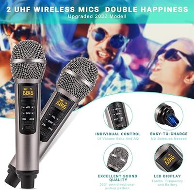 Portable Bluetooth 2 Wireless Karaoke Microphone