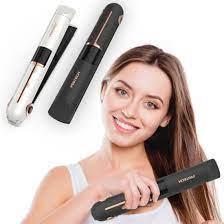 Pritech 2In1 Wireless Hair Straightener Professional Ceramic Flat Iron Cordless Hair Straightening USB Rechargeable Hair Curler