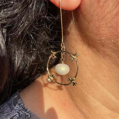 Pearl circle earrings (ME006)