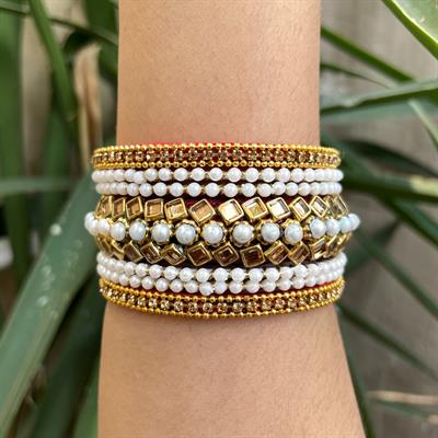 Maroon pearl bangles (B016)