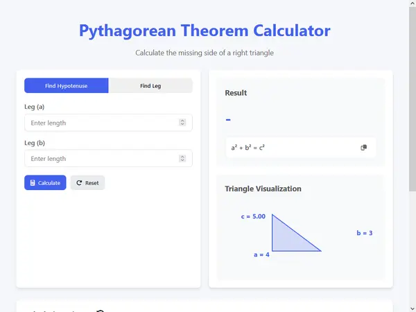 Pythagorean Theorem Calculator 