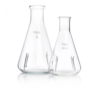 PYREX Flasks, culture, baffled, with rim