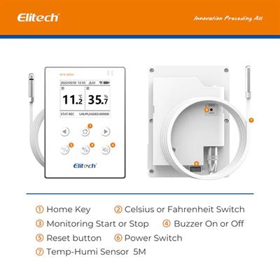 Elitech RCW-800W-THE Wireless Temperature & Humidity Data Logger, WIFI Remote Temperature & Humidity Recorder for Refrigerator