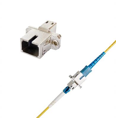 SC/UPC Female to LC/UPC Female Hybrid Simplex Single Mode/Multimode Metal Fiber Optic Adapter/Coupler with Flange