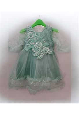 Greenish Baby Frock with Tights