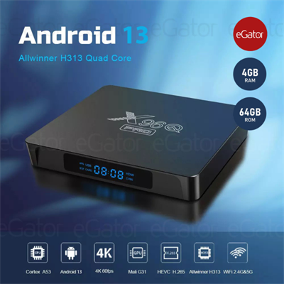 X96Q Pro Smart Android Tv Box - 4GB+64GB Android 13 4K Resolution HDMI Output 2.4G Wifi & 5G