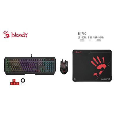 Bloody B1700 NEON Gaming Desktop Keyboard Mouse Black