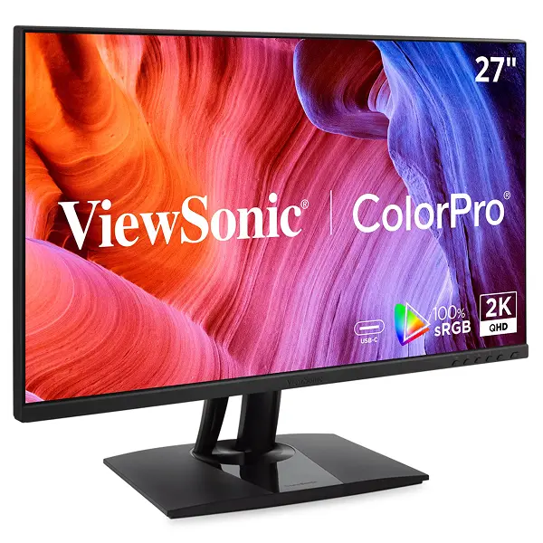ViewSonic VG2756A-2K Monitor - 27" QHD (2560 x 1440), IPS, Height, Tilt, Swivel, Pivot, HDMI, DP, USB-C-Model 2024- Grade A (Used)