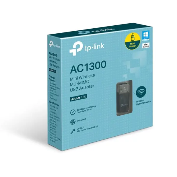 TP-Link T3U Archer AC1300 Mini Wireless MU-MIMO USB Adapter | Ver 1.0
