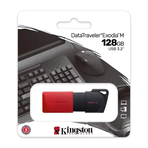 Kingston DataTraveler Exodia M USB 3.2 Gen 1 DTXM/128GB - with Moving Cap (Black + Red)