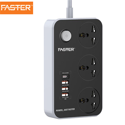 Faster FUS-640 Power Strip Extension with PD+3 QC3.0 USB Ports