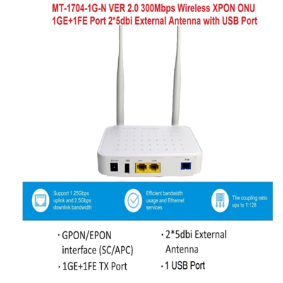 MT-Link 1704-1G-N- Ver 2.0 Gpon/Epon/Xpon Wireless Router 5 Dbi 2Antena