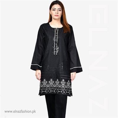 Black Cotton Sequin Embroidered Kurta for Women  | ELNAZ by Needle Crafts