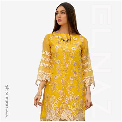 Opulent Yellow Embroidered Organza Top