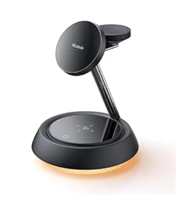 Mcdodo CH-4951 3-in-1 Magnetic Wireless Charging Stand with Night Light, Black