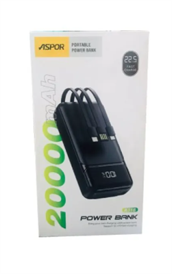 ASPOR A316 20000mAh 22.5W High-Speed Power Bank with Built-in Cable